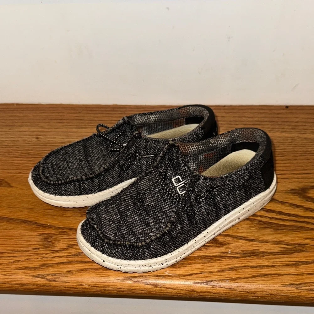 Hey Dude Kids Black/gray‎ shoes. Size 12K
